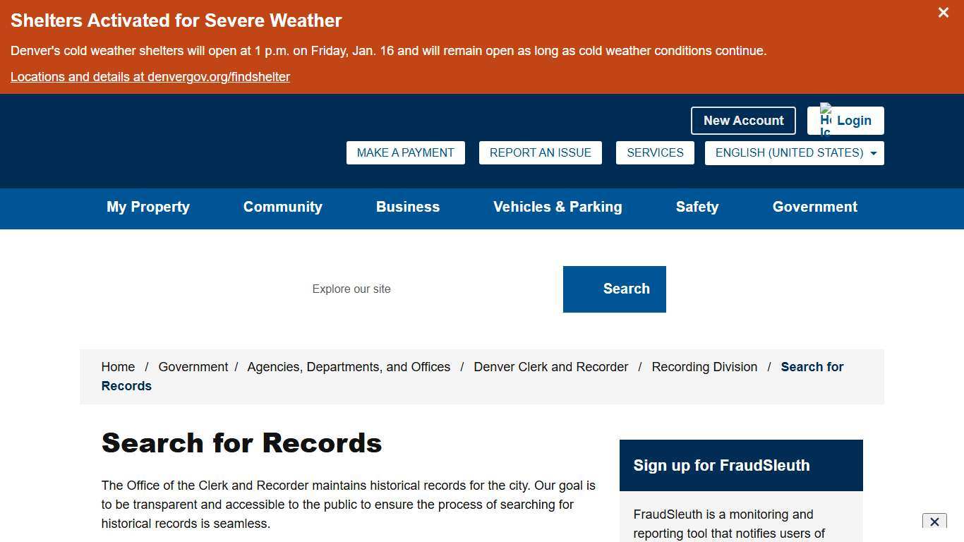Search for Records - City and County of Denver